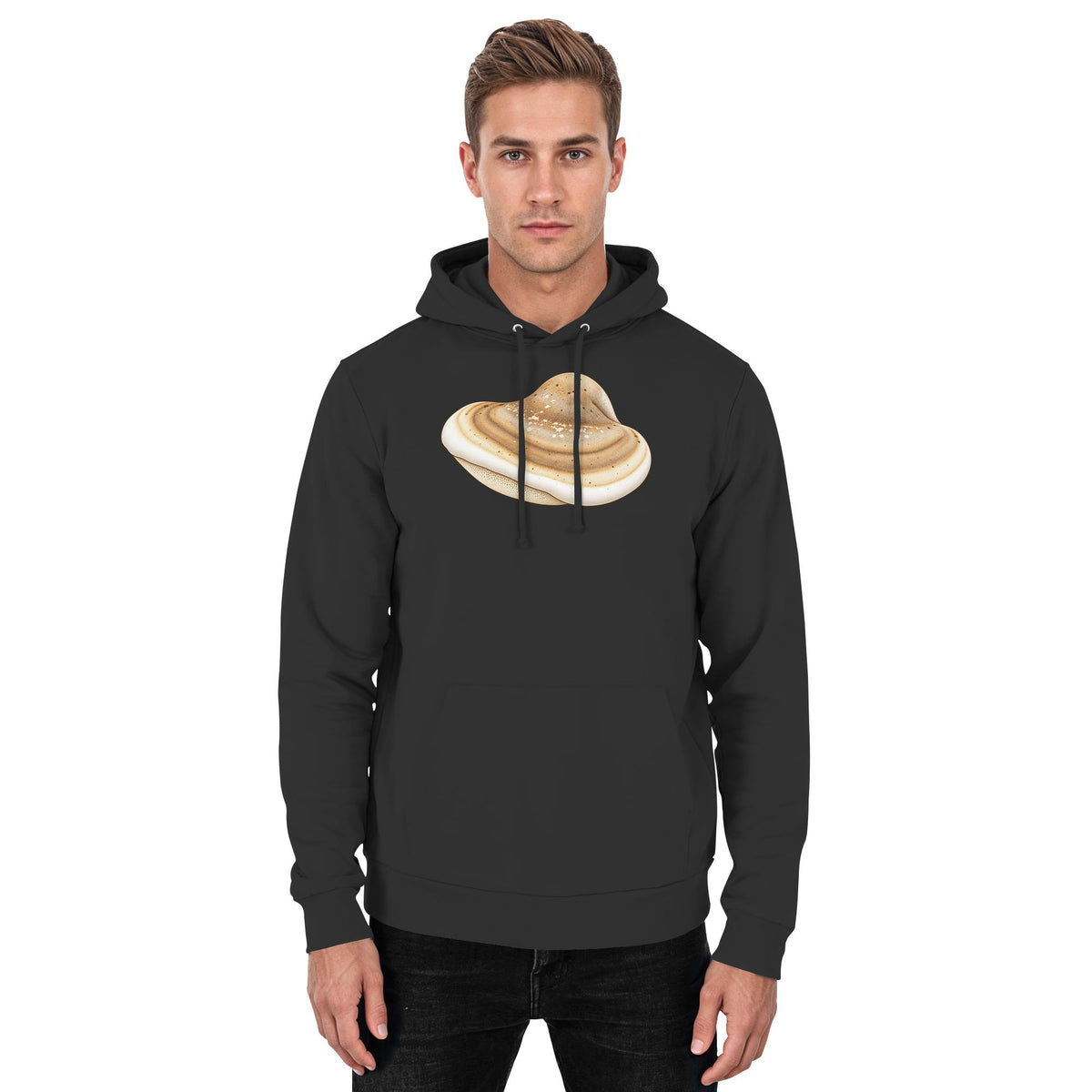 Birkenporling – Hoodie für Männer und Frauen – Schwarz – Model Mann