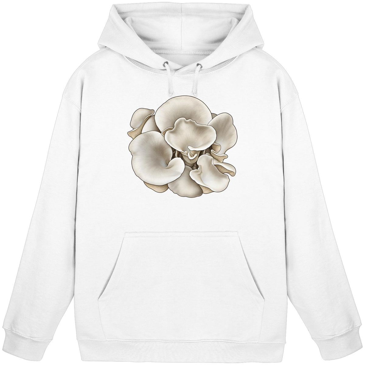 Wilder Lungenseitling – Hoodie für Männer und Frauen – Arctic White – Produktansicht