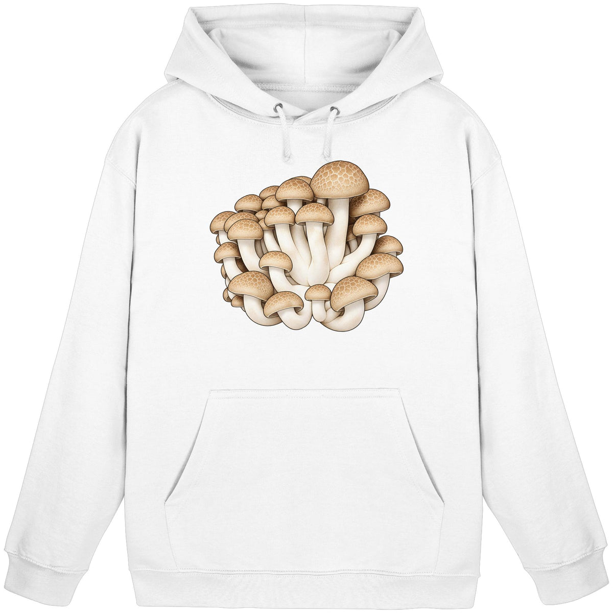 Brauner Shimeji – Hoodie für Männer und Frauen – Arctic White – Produktansicht