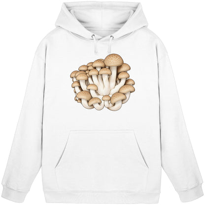 Brauner Shimeji – Hoodie für Männer und Frauen – Arctic White – Produktansicht