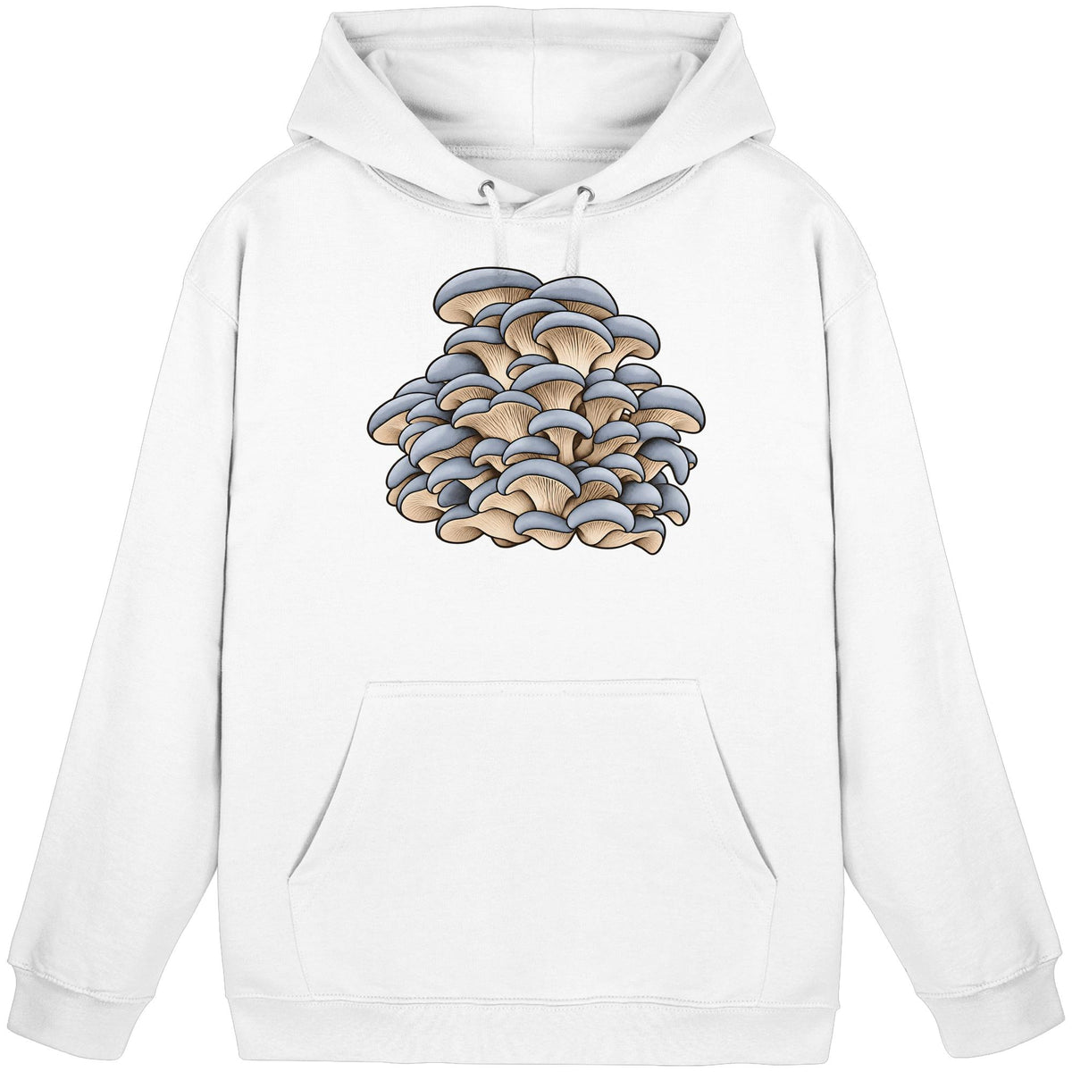 Austernseitling Blaugrau – Hoodie für Männer und Frauen – Arctic White – Produktansicht