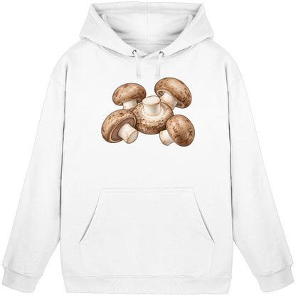 Brauner Champignon – Hoodie für Männer und Frauen – Arctic White – Produktansicht