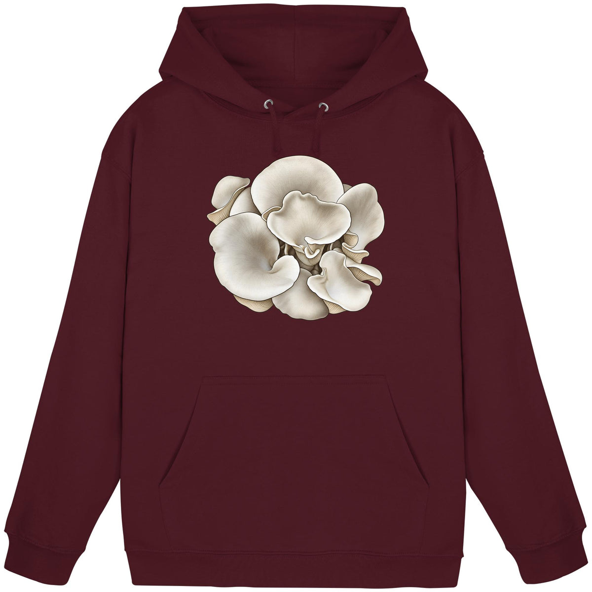 Wilder Lungenseitling – Hoodie für Männer und Frauen – Burgundy – Produktansicht