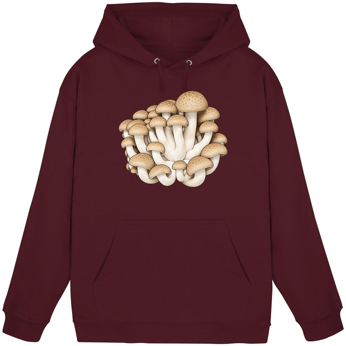 Brauner Shimeji – Hoodie für Männer und Frauen – Burgundy – Produktansicht