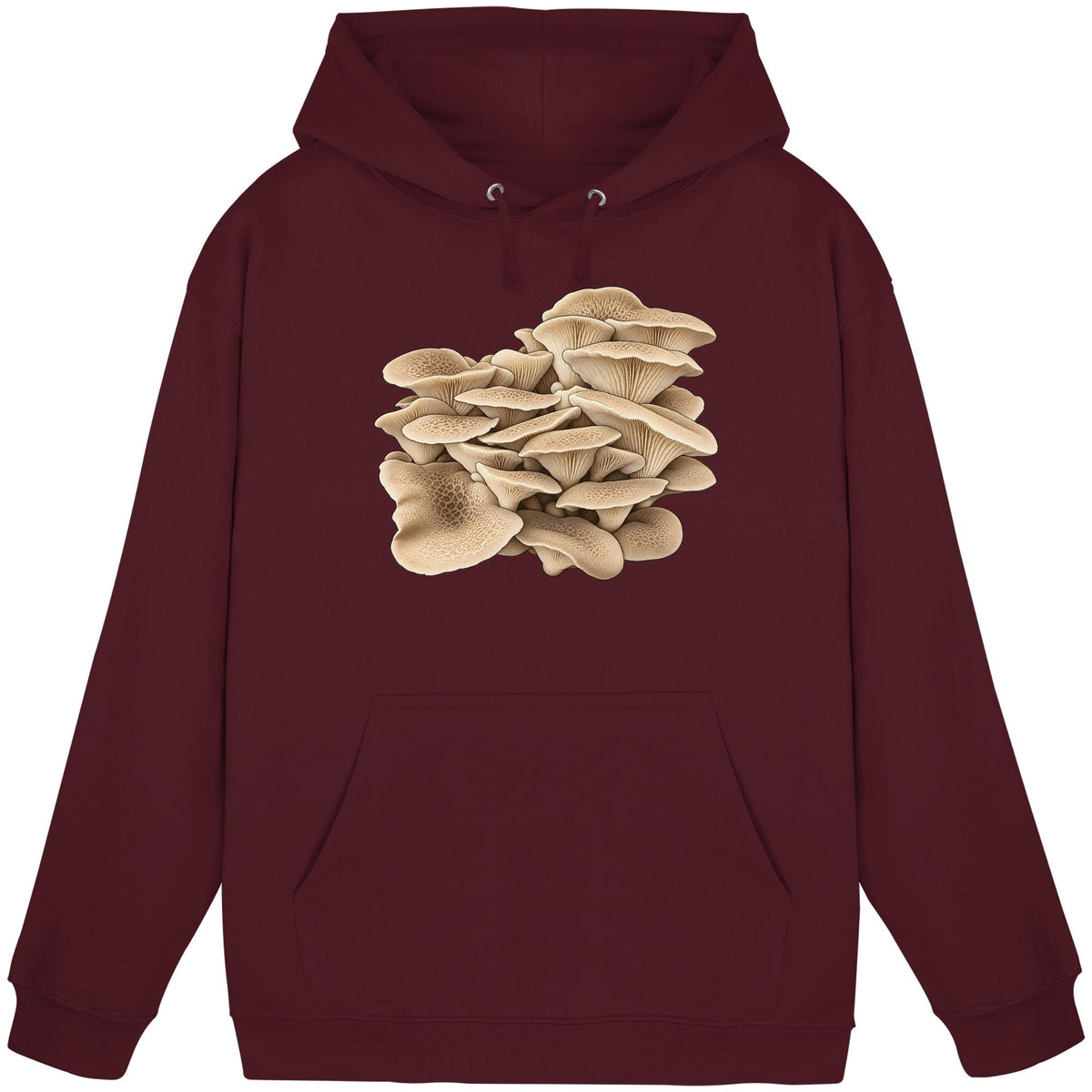 Getigerter Sägeblättling – Hoodie für Männer und Frauen – Burgundy – Produktansicht