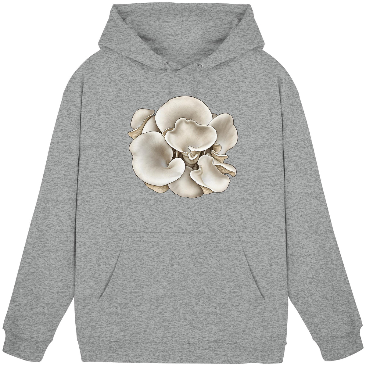 Wilder Lungenseitling – Hoodie für Männer und Frauen – Heather Grey – Produktansicht