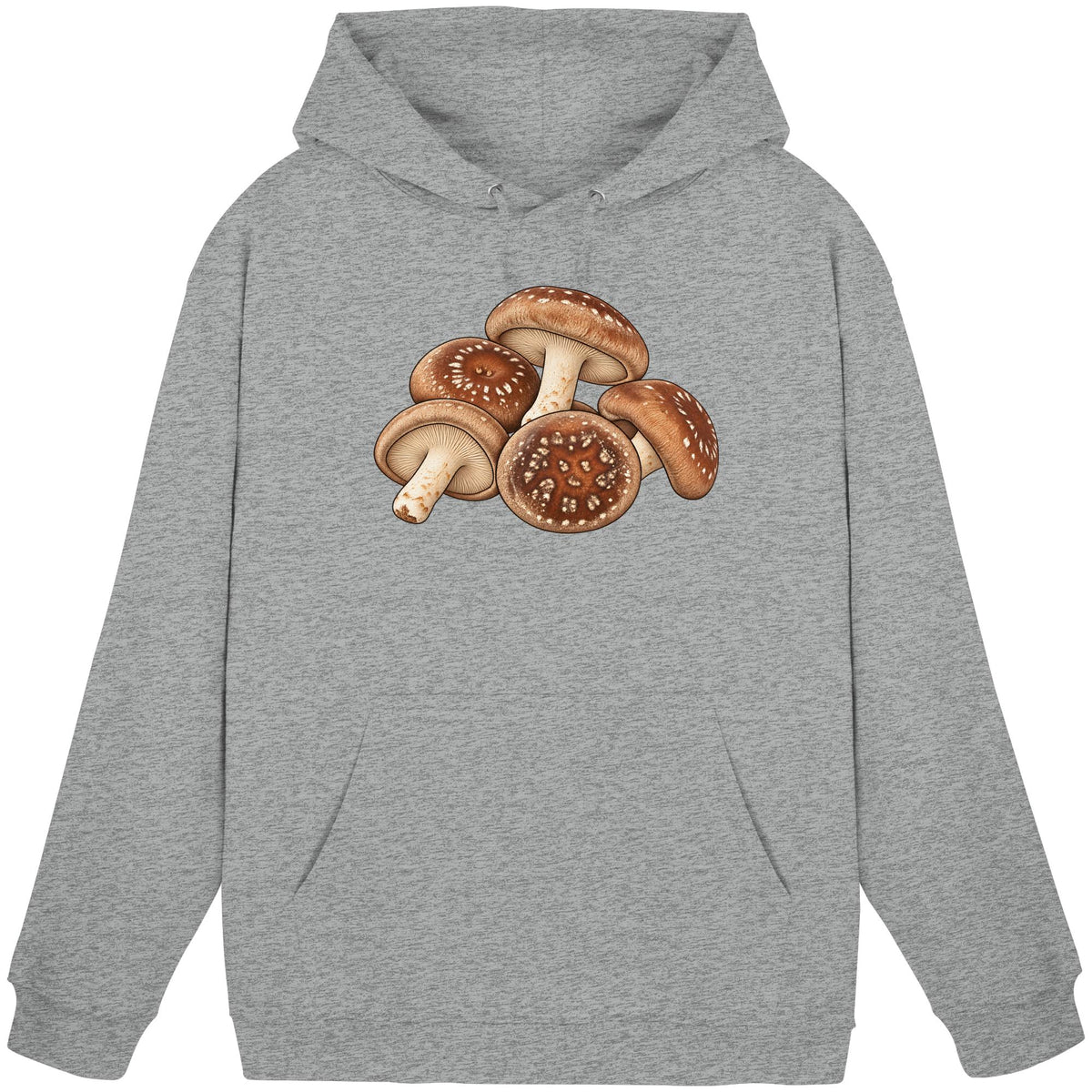 Shiitake – Hoodie für Männer und Frauen – Heather Grey – Produktansicht