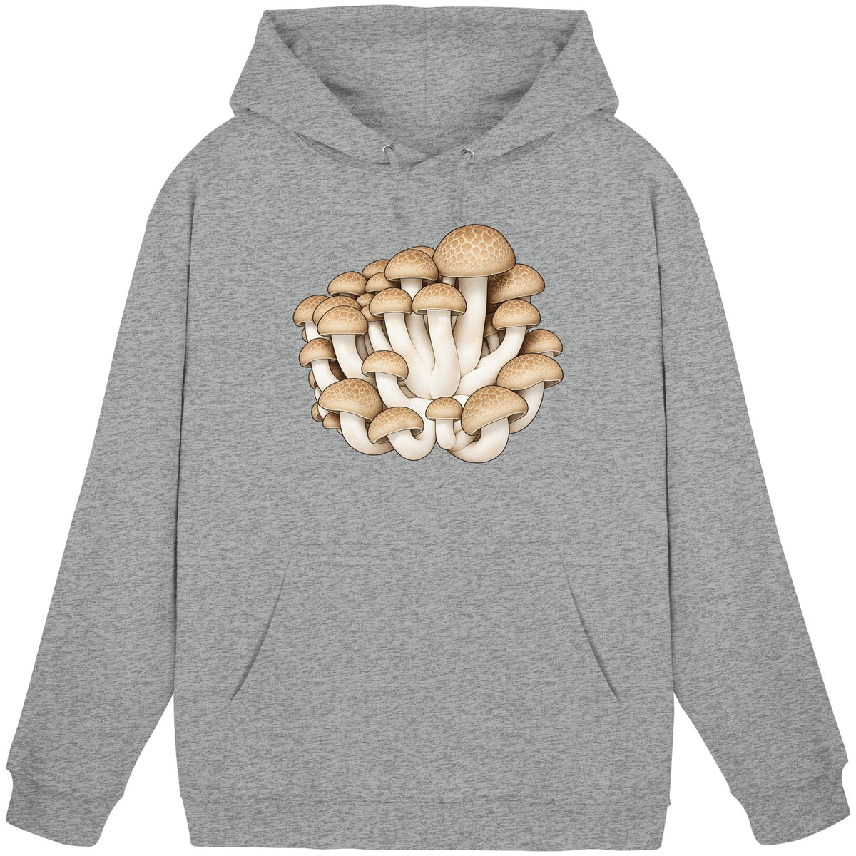 Brauner Shimeji – Hoodie für Männer und Frauen – Heather Grey – Produktansicht
