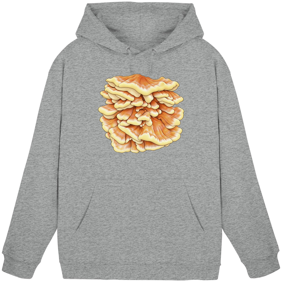 Schwefelporling – Hoodie für Männer und Frauen – Heather Grey – Produktansicht