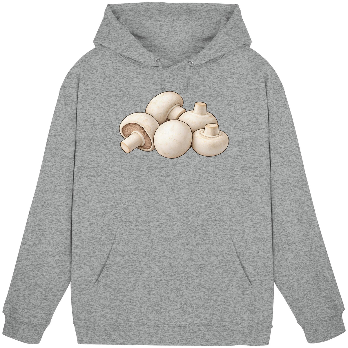 Champignon – Hoodie für Männer und Frauen – Heather Grey – Produktansicht