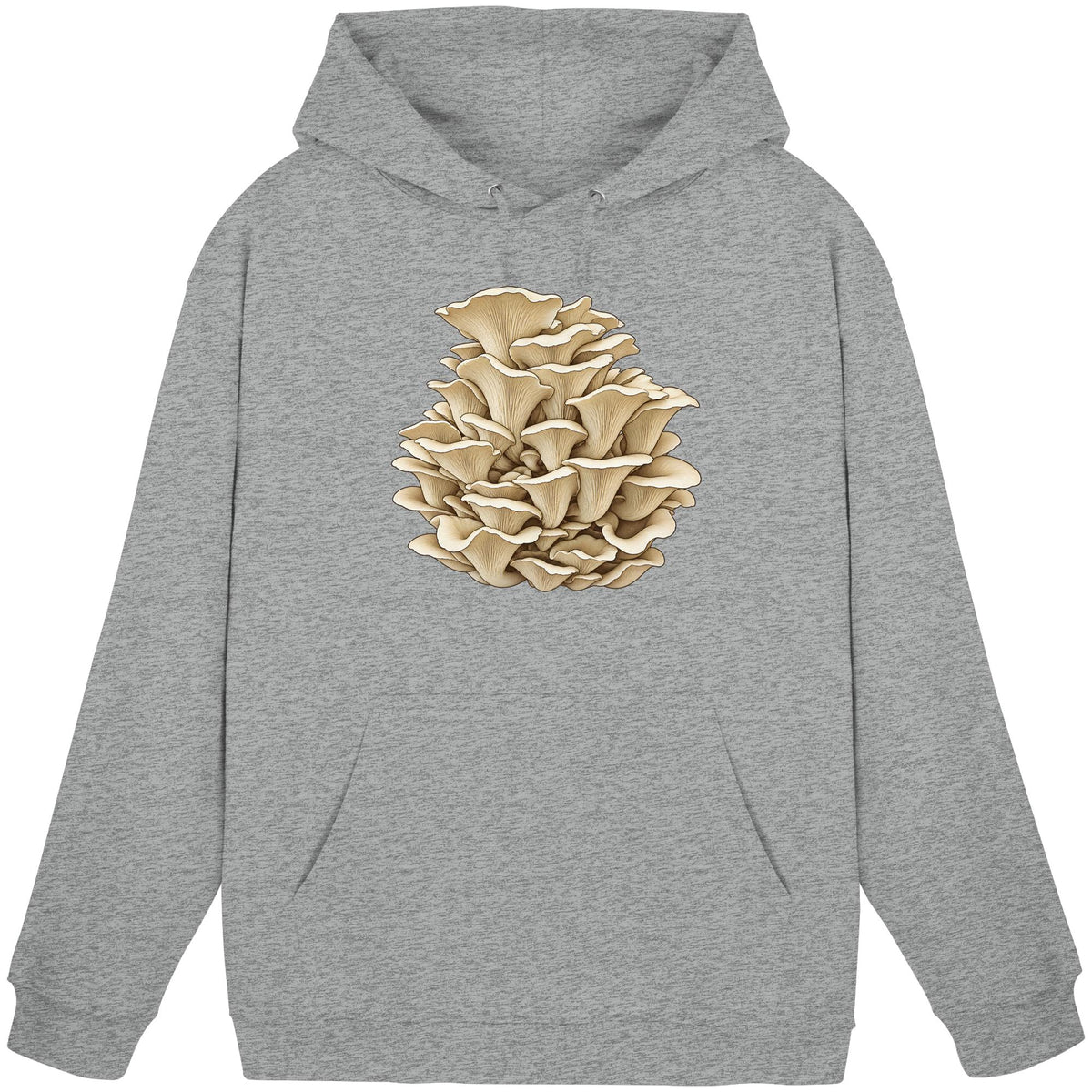 Rillstieliger Seitling – Hoodie für Männer und Frauen – Heather Grey – Produktansicht