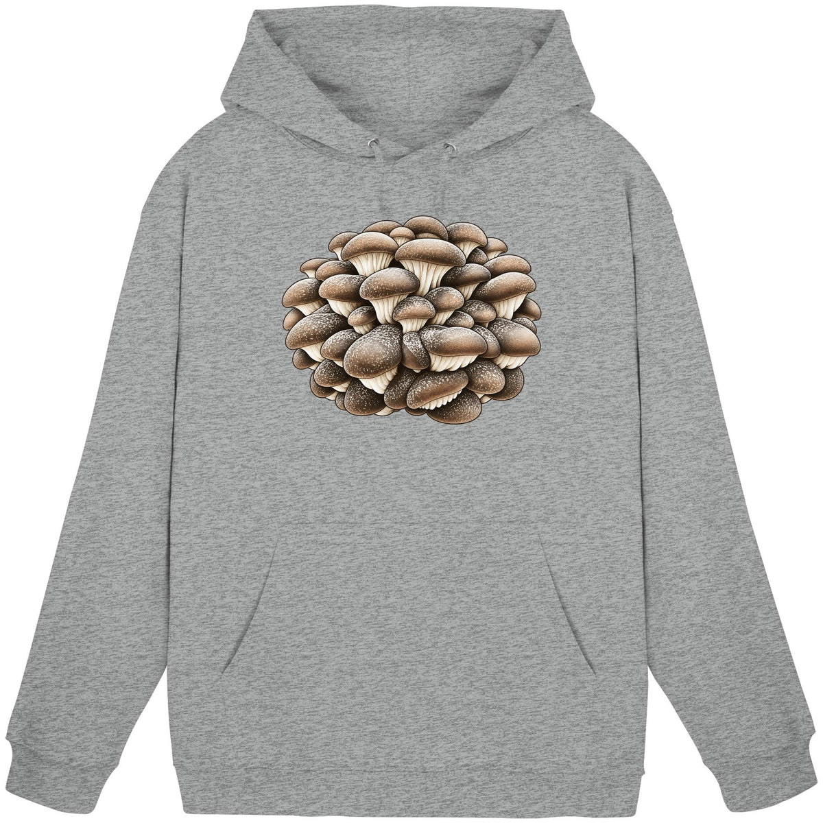 Wilder Austernseitling – Hoodie für Männer und Frauen – Heather Grey – Produktansicht