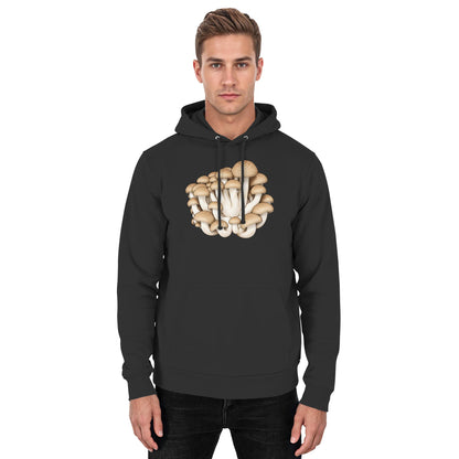 Brauner Shimeji – Hoodie für Männer und Frauen – Jet Black – Model Mann