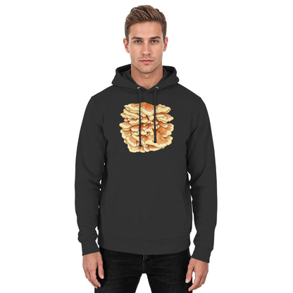 Schwefelporling – Hoodie für Männer und Frauen – Jet Black – Model Mann