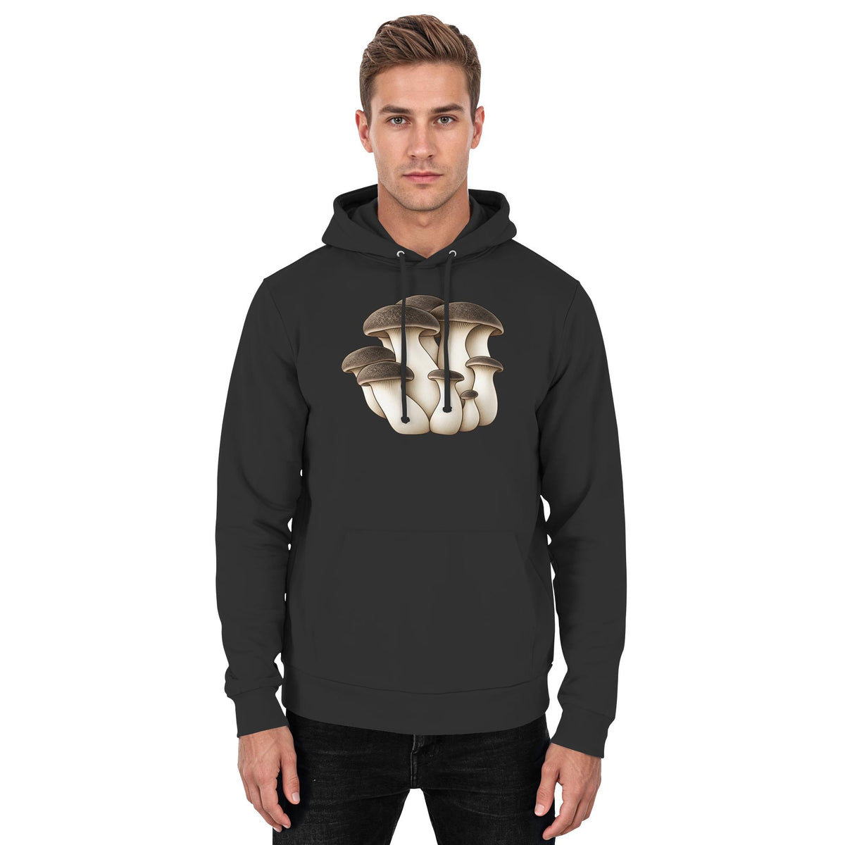 Black Pearl King Oyster – Hoodie für Männer und Frauen – Jet Black – Model Mann
