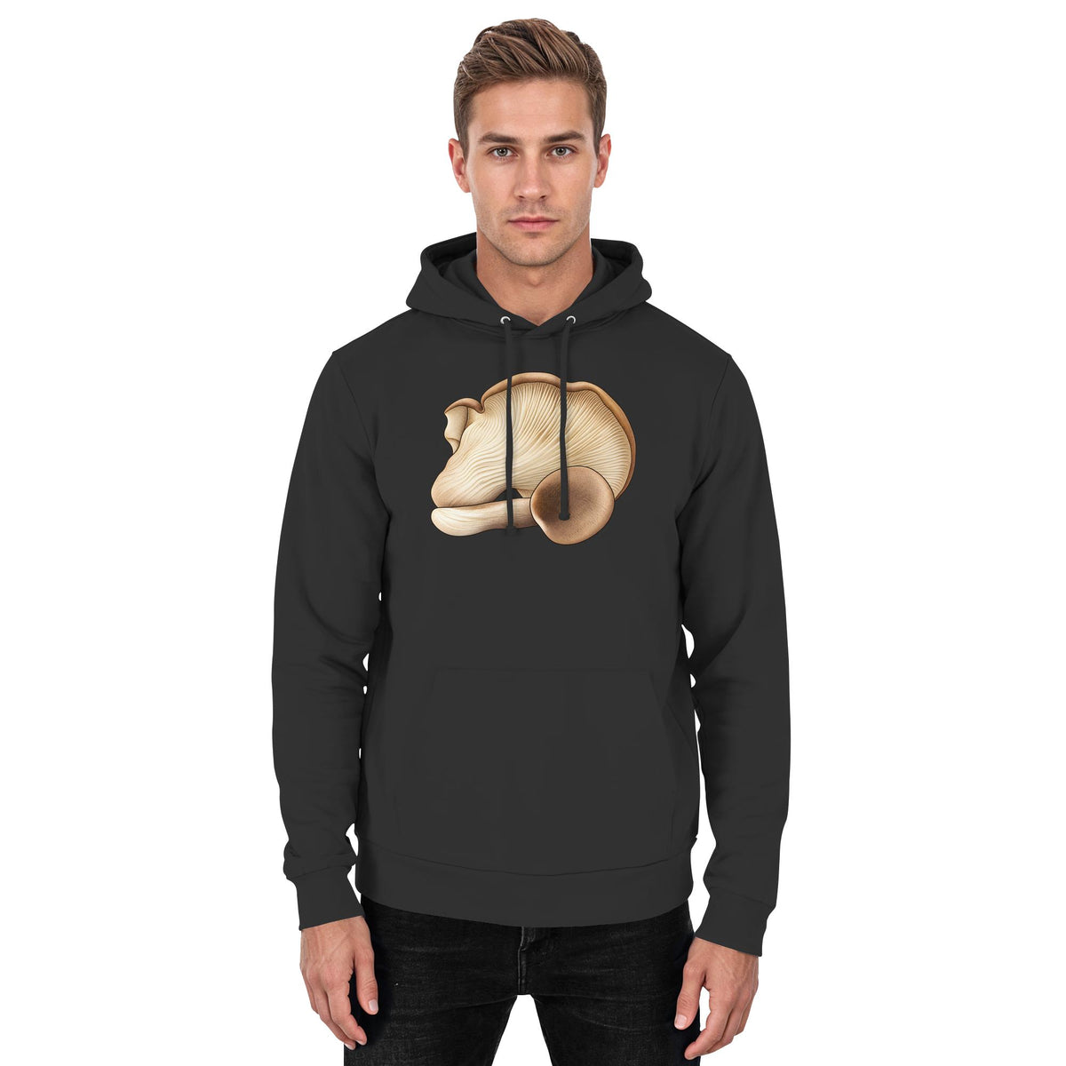 Abalone – Hoodie für Männer und Frauen – Jet Black – Model Mann