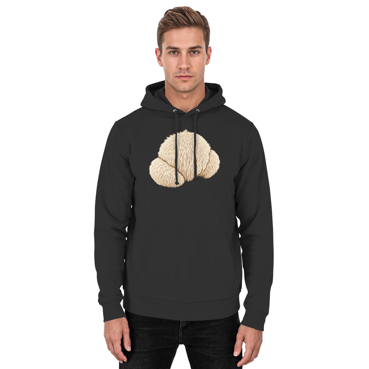 Igelstachelbart – Hoodie für Männer und Frauen – Jet Black – Model Mann