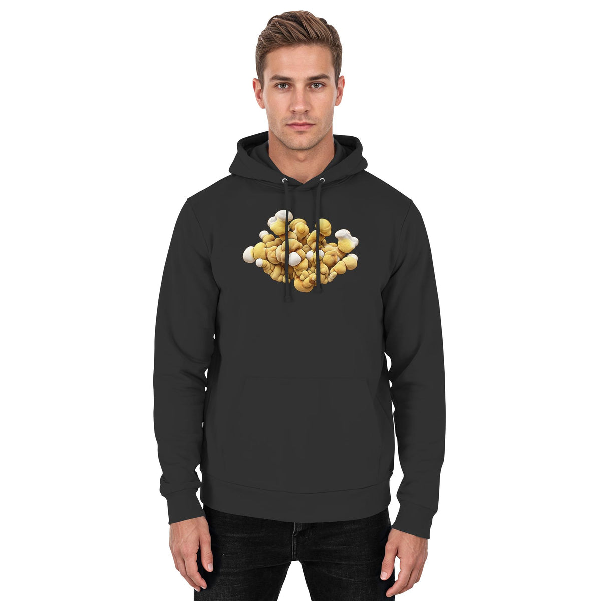 Antler Reishi – Hoodie für Männer und Frauen – Jet Black – Model Mann