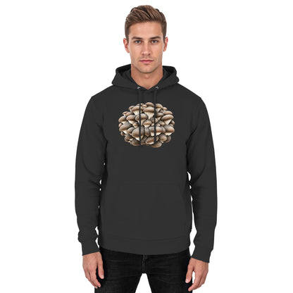 Wilder Austernseitling – Hoodie für Männer und Frauen – Jet Black – Model Mann