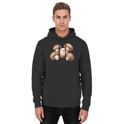 Brauner Champignon – Hoodie für Männer und Frauen – Jet Black – Model Mann
