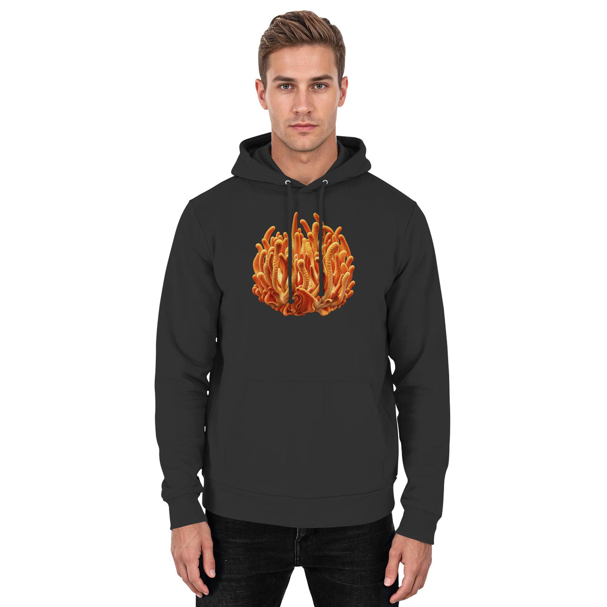 Puppenkernkeule – Hoodie für Männer und Frauen – Jet Black – Model Mann