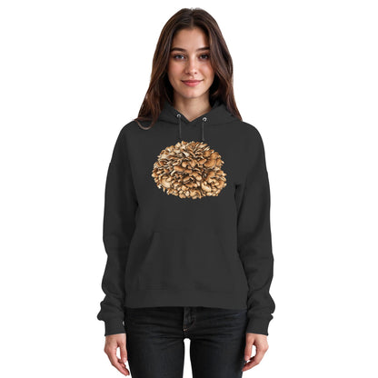 Maitake – Hoodie für Männer und Frauen – Jet Black – Model Frau