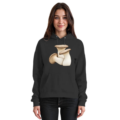Kräuterseitling – Hoodie für Männer und Frauen – Jet Black – Model Frau