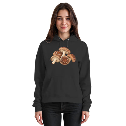 Shiitake – Hoodie für Männer und Frauen – Jet Black – Model Frau