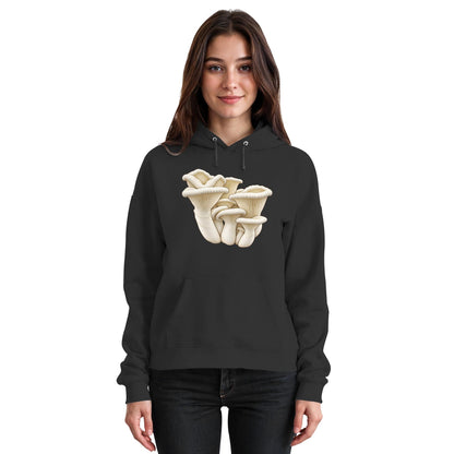 Eichenseitling – Hoodie für Männer und Frauen – Jet Black – Model Frau