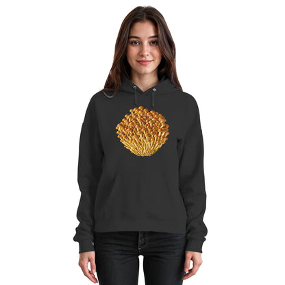 Golden Enoki – Hoodie für Männer und Frauen – Jet Black – Model Frau