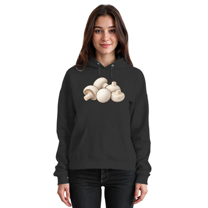 Champignon – Hoodie für Männer und Frauen – Jet Black – Model Frau