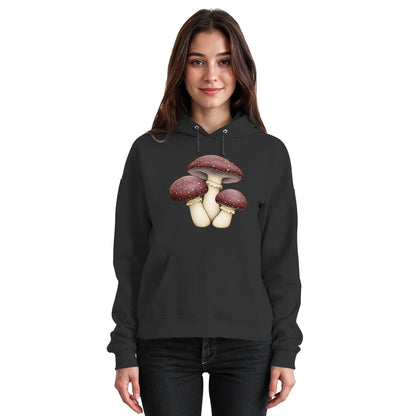 Braunkappe – Hoodie für Männer und Frauen – Jet Black – Model Frau