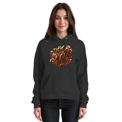 Reishi – Hoodie für Männer und Frauen – Jet Black – Model Frau