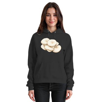 Espenseitling – Hoodie für Männer und Frauen – Jet Black – Model Frau
