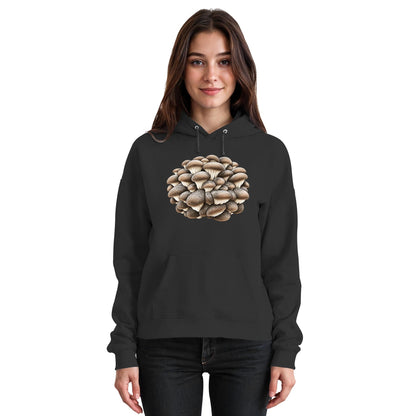 Wilder Austernseitling – Hoodie für Männer und Frauen – Jet Black – Model Frau