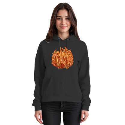 Puppenkernkeule – Hoodie für Männer und Frauen – Jet Black – Model Frau