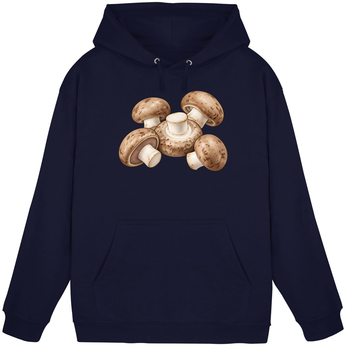 Brauner Champignon – Hoodie für Männer und Frauen – Oxford Navy – Produktansicht