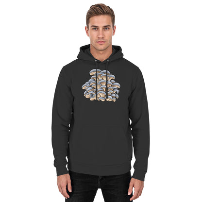 Austernseitling Blaugrau – Hoodie für Männer und Frauen – Schwarz – Modelansicht