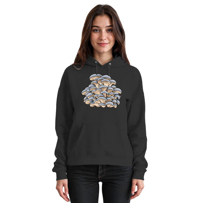 Austernseitling Blaugrau – Hoodie für Männer und Frauen – Schwarz – Modelansicht