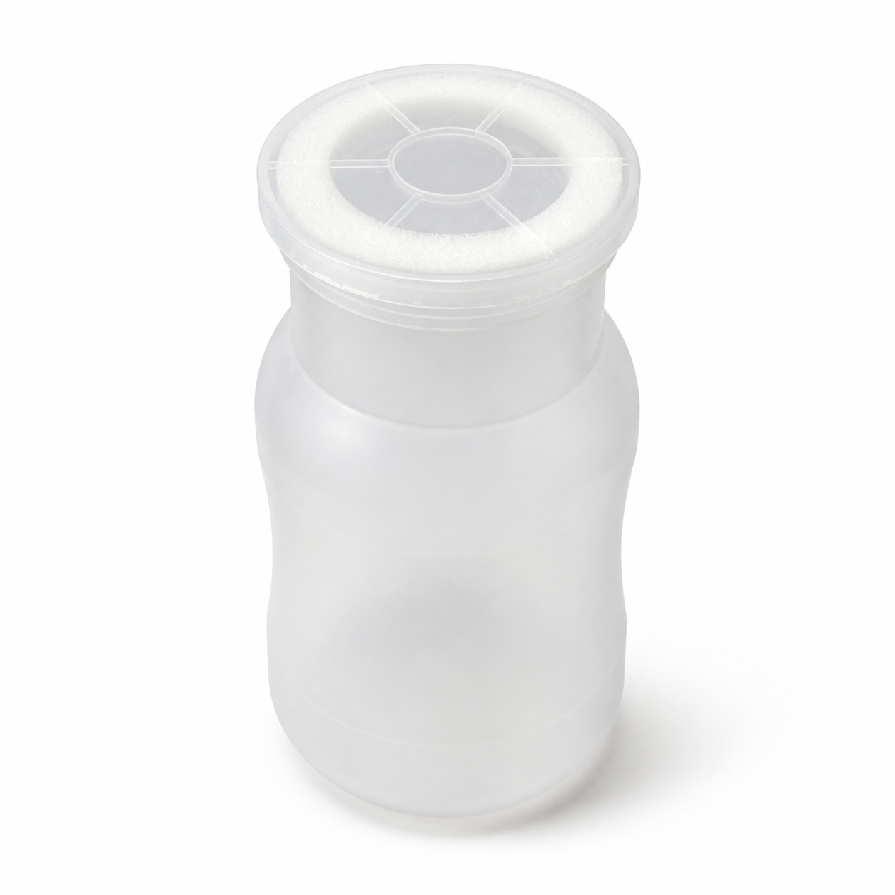 Pilzzuchtflasche 1.400 ml – Ansicht von oben mit Ringfilter
