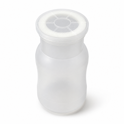 Pilzzuchtflasche 1.400 ml – Ansicht von oben mit Ringfilter