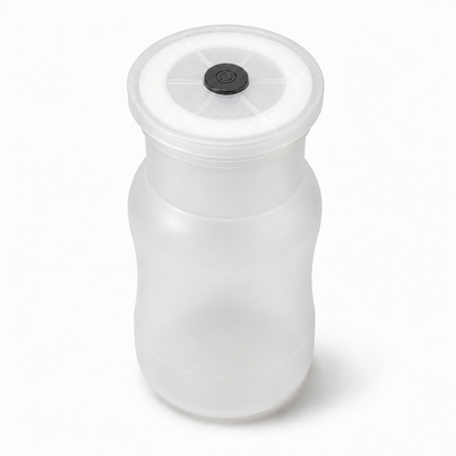 Pilzzuchtflasche 1.400 ml mit Filterdeckel und Impfport – Vorderansicht