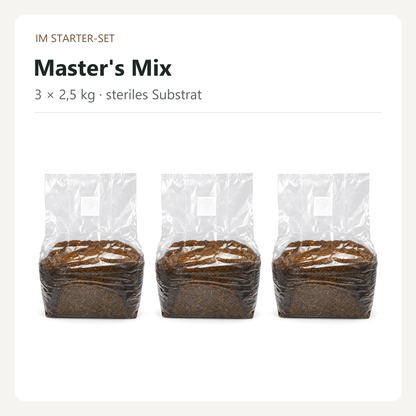 Drei Beutel steriles Master’s Mix mit je 2,5 kg